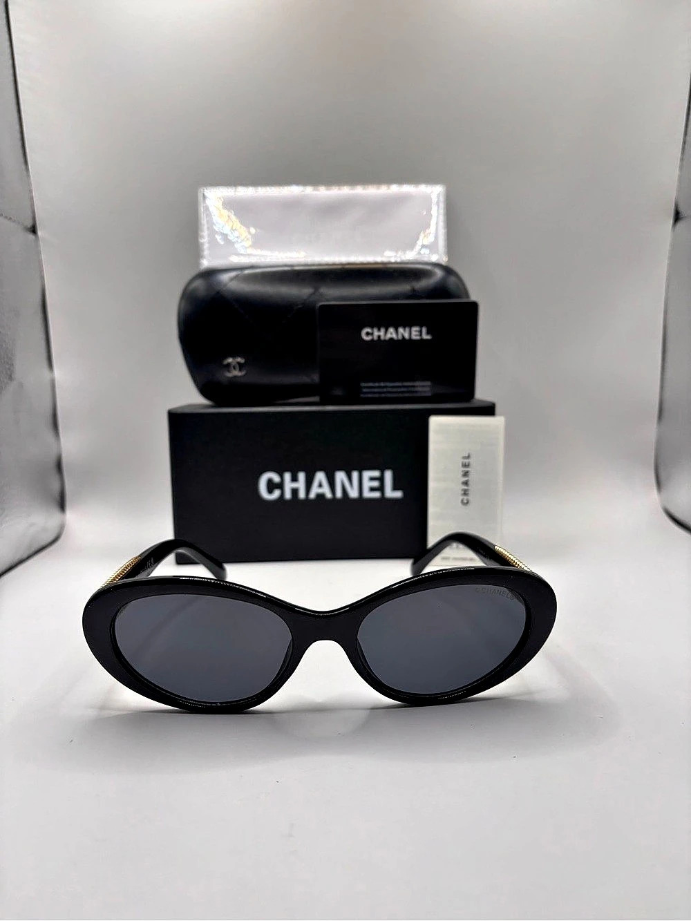 Chanel Cat-Eye Chain Sunglasses CH5538Q Black